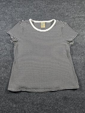 Thereabouts Black White Ribbed Stripe T Shirt Women’s 3XL Plus Size Casual Tee